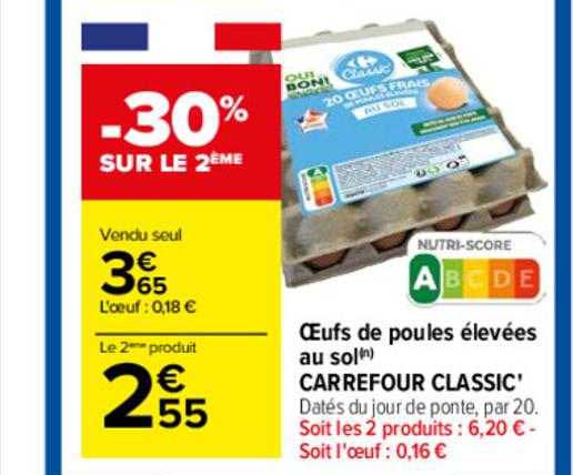 oeufs de poules élevées au sol carrefour classic'