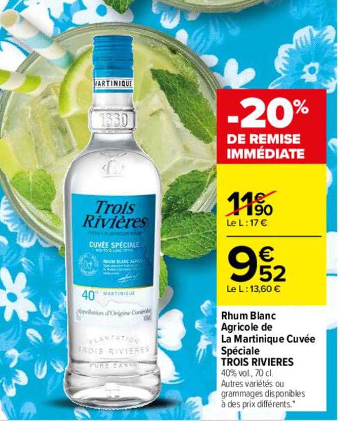 rhum blanc agricole de la martinique cuvée spéciale trois rivières