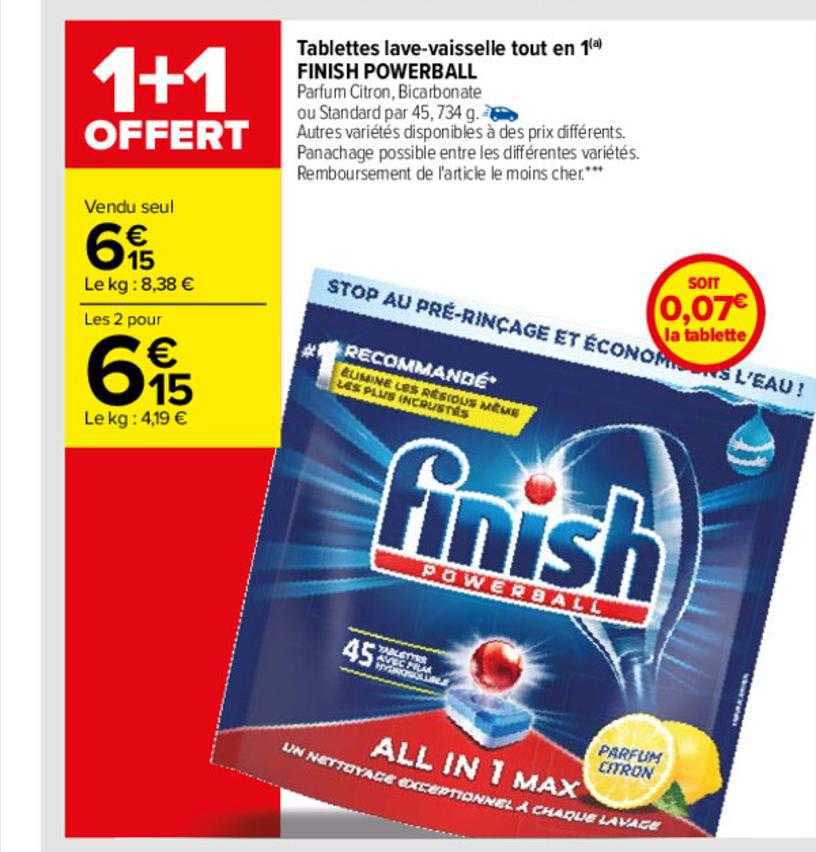 tablettes lave-vaisselle tout en 1 finish powerball