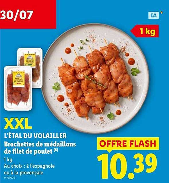 Brochettes de médaillons de filet de poulet