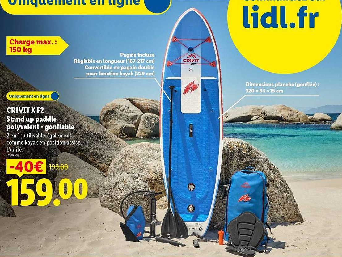 CRIVIT X F2 Stand up paddle polyvalent - gonflable