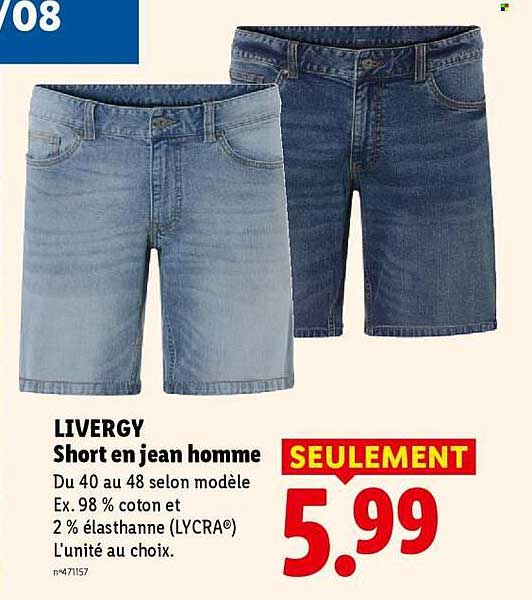 LIVERGY Short en jean homme