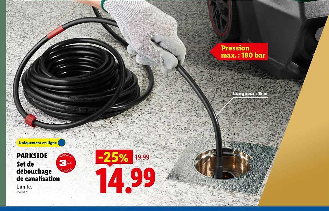PARKSIDE Set de débouchage de canalisation