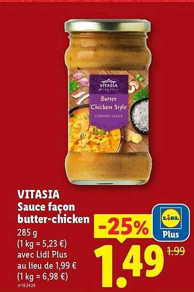 VITASIA Sauce façon butter-chicken