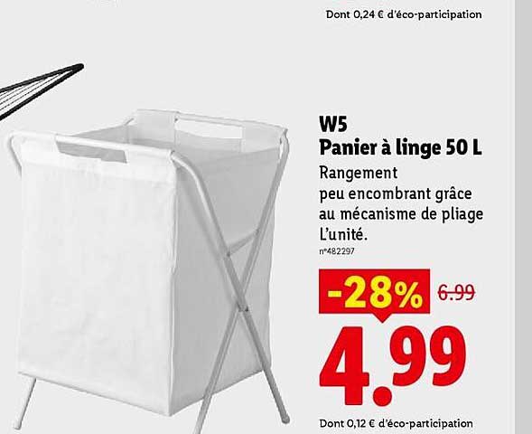 W5 Panier à linge 50 L