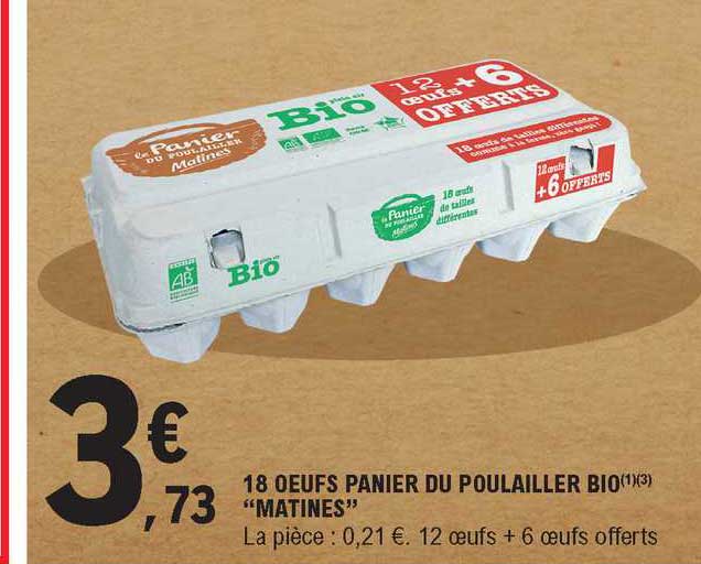 18 Oeufs Panier Du Poulailler Bio "matines"