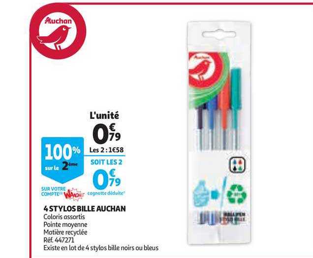 4 Stylos Bille Auchan