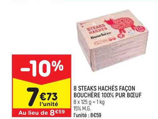 8 steaks hachés façon bouchère 100% pur bœuf