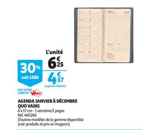 agenda janvier à décembre quo vadis