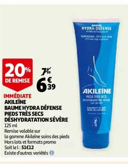 akileïne baume hydra défense pieds très secs déshydratation sévère 20% de remise immédiate