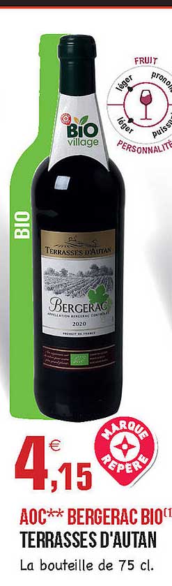 Aoc Bergerac Bio Terrasses D'autan
