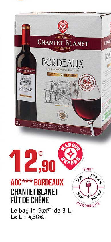 aoc bordeaux chantet blanet fût de chêne