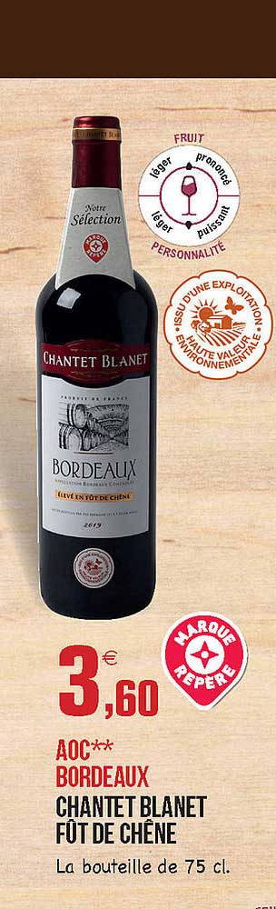 aoc bordeaux chantet blanet fût de chêne