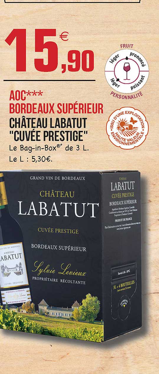 Aoc Bordeaux Supérieur Château Labatut "cuvée Prestige"