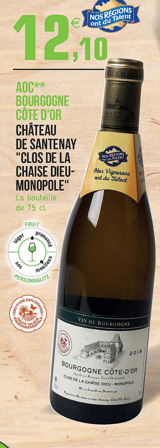 aoc bourgogne côte d'or château de santenay "clos de la chaise dieu-monopole"