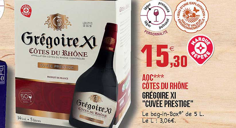 aoc côtes du rhône grégoire xI "cuvée prestige"