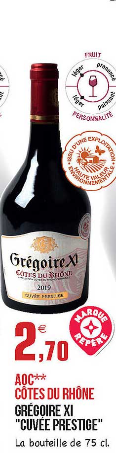 aoc côtes du rhône grégoire xI "cuvée prestige"