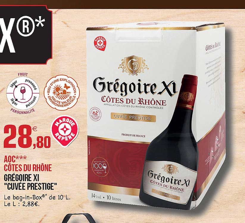 aoc côtes du rhône grégoire xI "cuvée prestige"