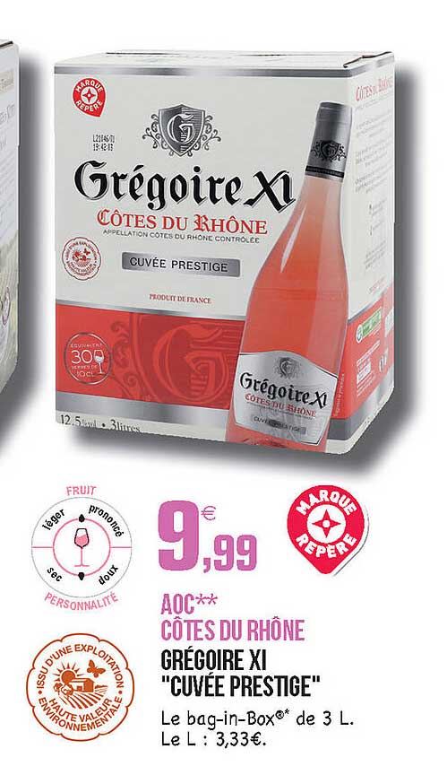 aoc côtes du rhône grégoire xI "cuvée prestige"