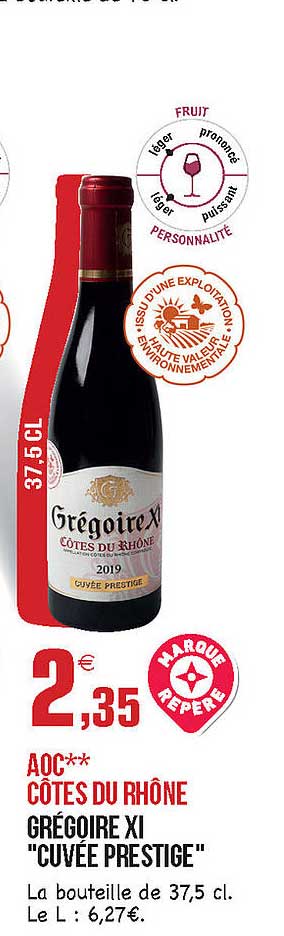 aoc côtes du rhône grégoire xI "cuvée prestige"