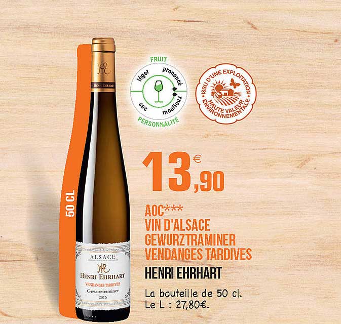 aoc vin d'alsace gewurztraminer vendages tardives henri ehrhart
