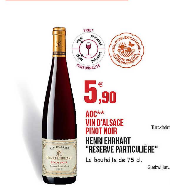 aoc vin d'alsace pinot noir henri ehrhart "réserve particulière"