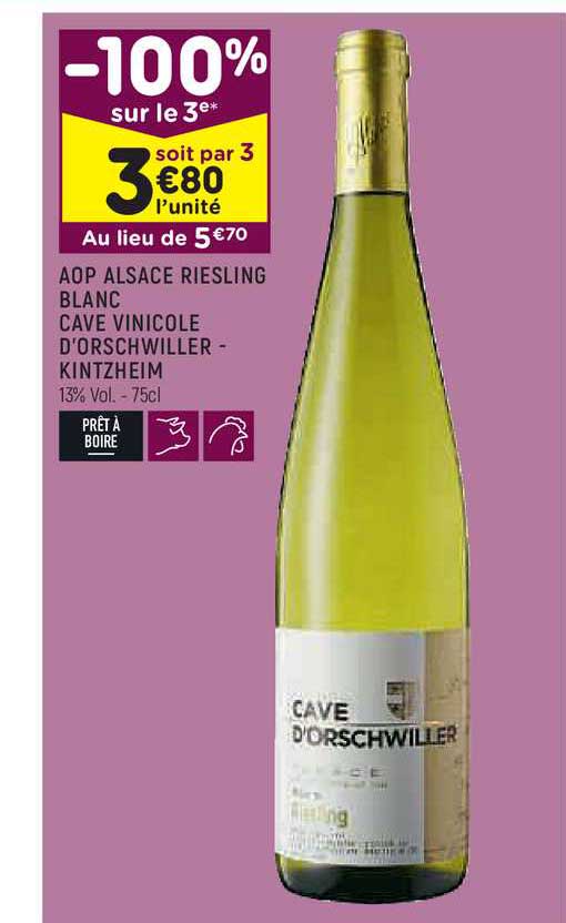 aop alsace riesling blanc cave vinicole d'orschwiller - kintzheim