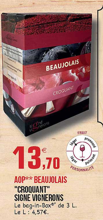 aop beuajolais "croquant" signe vignerons