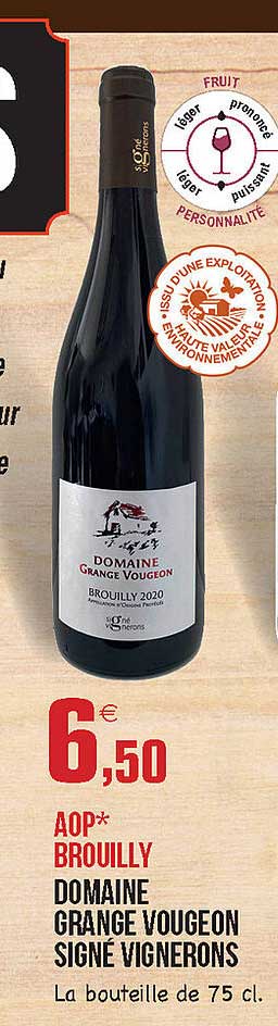 aop brouilly domaine grange vougeon signé vignerons