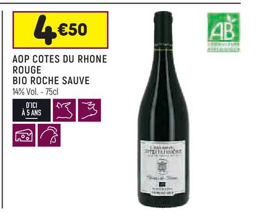 aop côtes du rhône rouge bio roche sauve