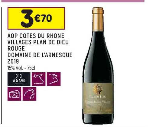 aop côtes du rhône villages plan de dieu rouge domaine de l'arnesque 2019