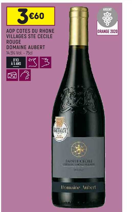 aop côtes du rhône villages ste cécile rouge domaine aubert