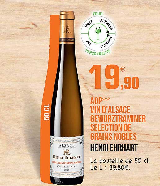 aop vin d'alsace gewurztraminer sélection de grains nobles henri ehrhart