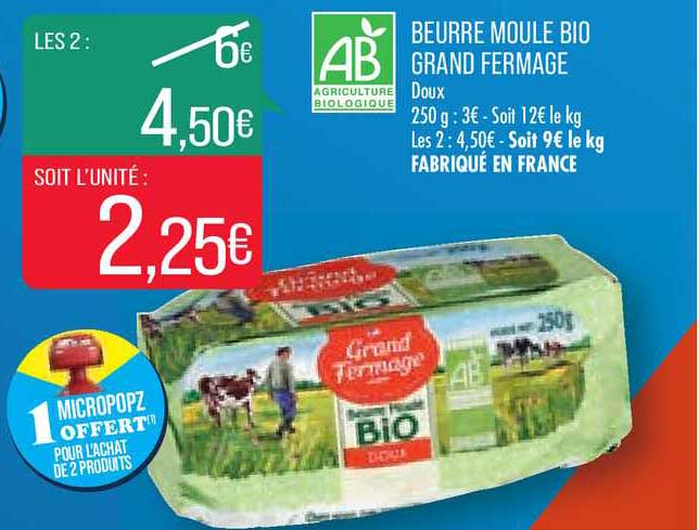 beurre moulé bio grand fermage