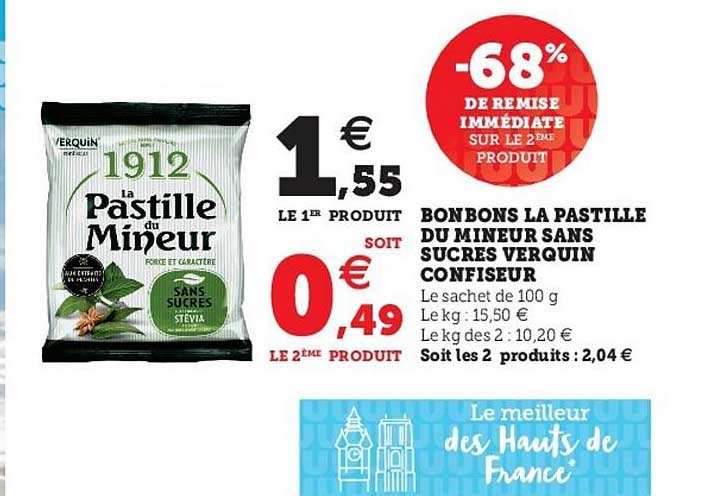 bonbons la pastille du mineur sans sucres verquin confiseur