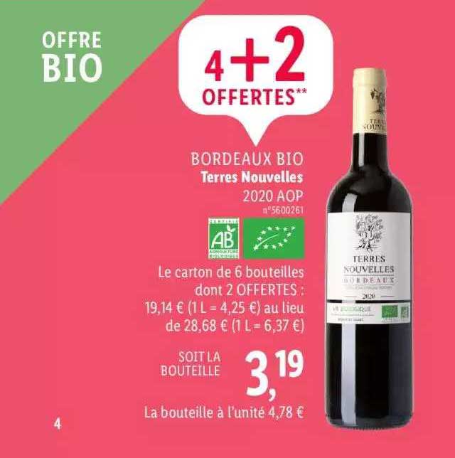 bordeaux bio terres nouvelles 2020 aop