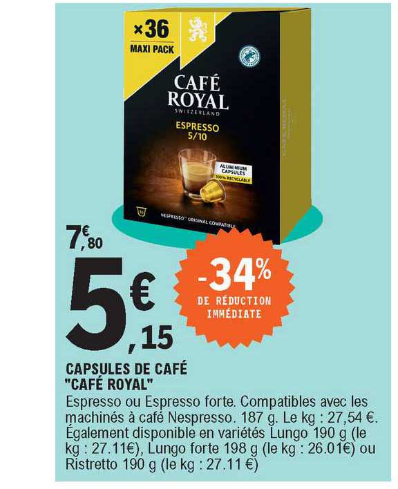 Capsules De Café "café Royal"