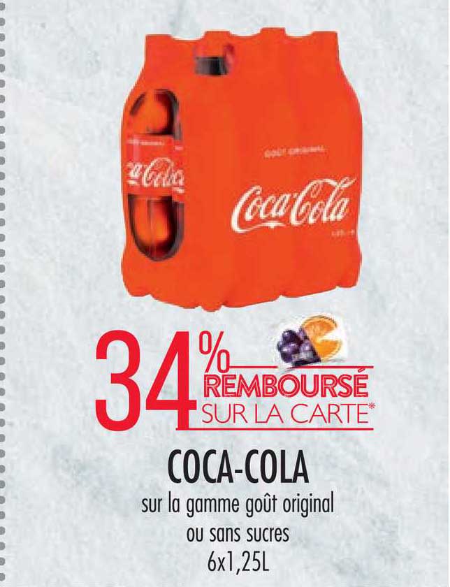 coca-cola sur la gamme goût original ou sans sucres
