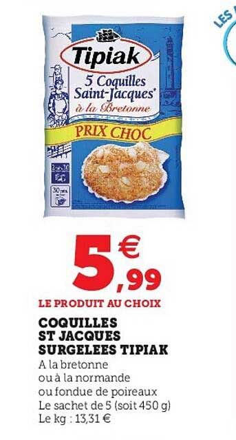 coquilles st jacques surgelées tipiak