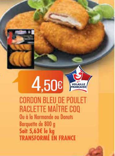 cordon bleu de poulet raclette maître coq