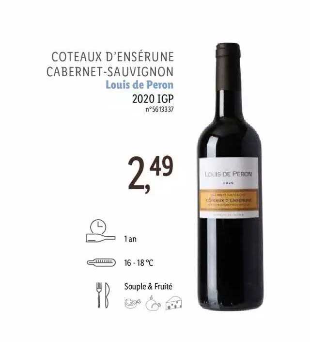coteaux d'ensérune cabernet - sauvignon louis de peron 2020 igp