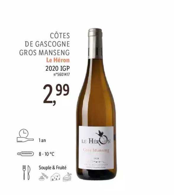 côtes de gascogne gros manseng le héron 2020 igp