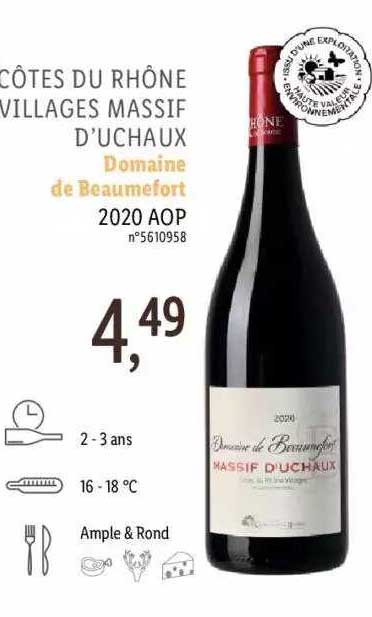 côtes du rhône villages massif d'uchaux domaine de beaumefort 2020 aop