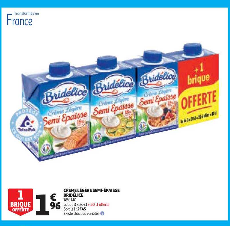 crème légère semi-épaisse bridélice