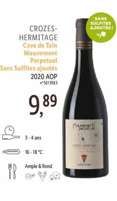 crozes-hermitage cave de tain mouvement perpetuel sans sulfites ajoutés