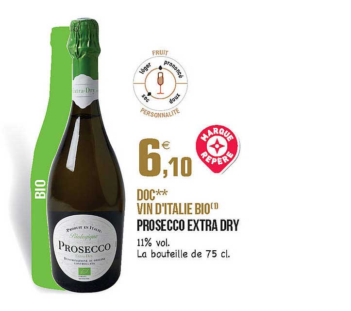 doc vin d'italie bio prosecco extra dry