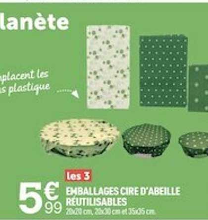 emballages cire d'abeille réutilisables les 3