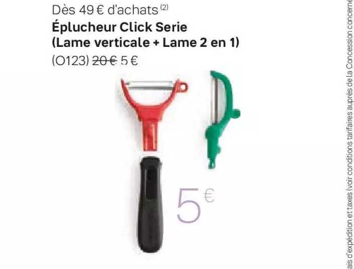 éplucheur click serie lame verticale + lame 2 en 1