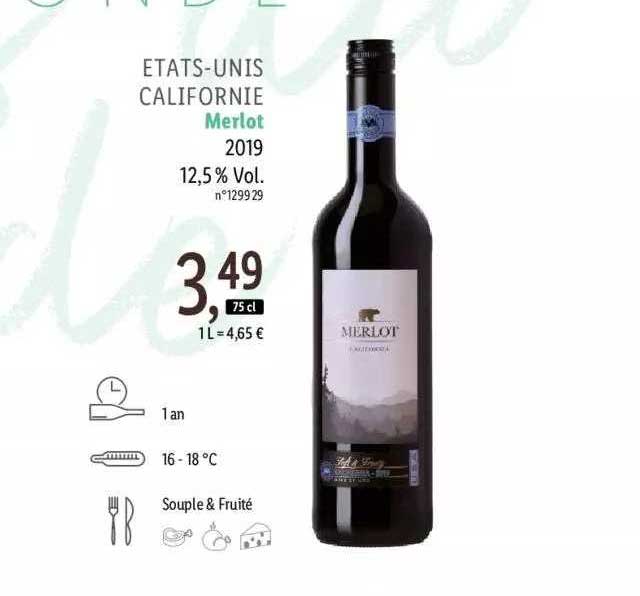 etats-unis californie merlot 2019