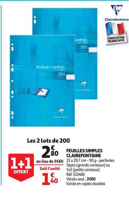 Feuilles Simples Clairefontaine